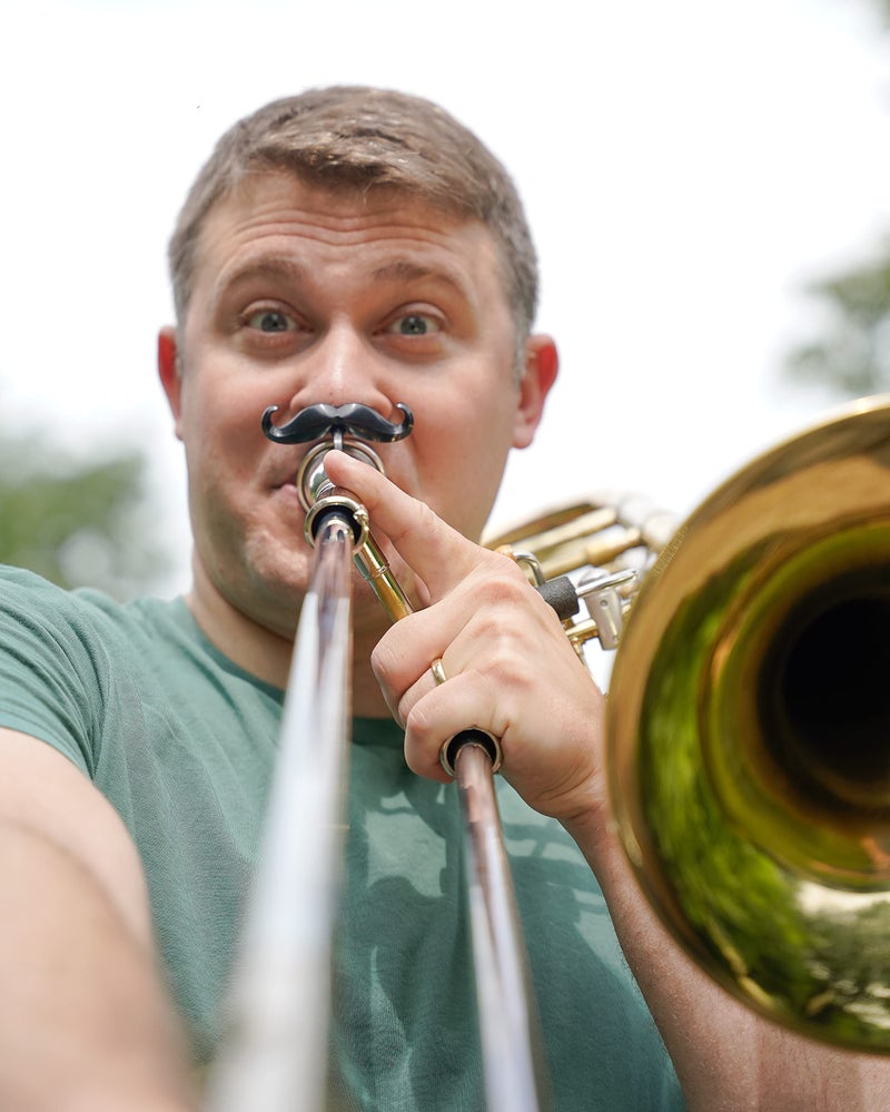 Brasstache - The Original Clip-on Mustache for Small Shank Trombone or Baritone Mouthpieces (Trombone/Baritone/Euphonium (Small)) - Image 2